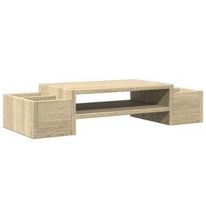 vidaXL monitora paliktnis ar plauktu, ozolkoka, 70x27x15 cm