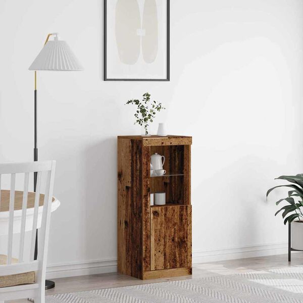 vidaXL LED sānu galds Vecs koks 41 x 37 x 100 cm Inženierijas koks