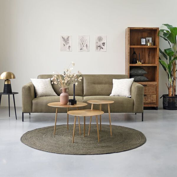 LABEL51 paklājs Jute, apaļ&scaron;, 180x180 cm, XXL, haki