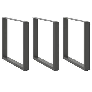 vidaXL ēdamgalda kājas, 3 gab., U-veida, antracīta krāsā, 90x(72-73) cm, tērauds