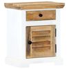 vidaXL naktsskapītis, balts ar brūnu, 40x30x50 cm, mango masīvkoks