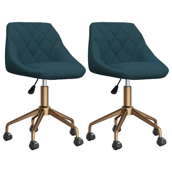 vidaXL grozāmi virtuves krēsli, 2 gab., zils samts