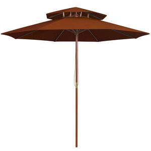 vidaXL saulessargs ar dubultu jumtu, sarkanbrūns, 270 cm, koka kāts