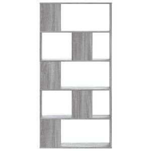 vidaXL grāmatu plaukts, 5līmeņi, pelēka ozola, 80,5x23,5x162,5cm, koks