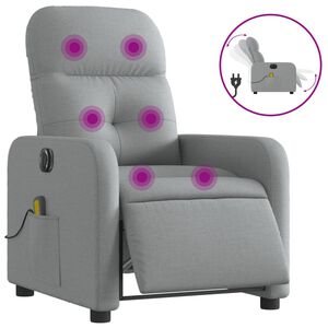 vidaXL elektrisks masāžas krēsls, atgāžams, gai&scaron;i pelēks audums