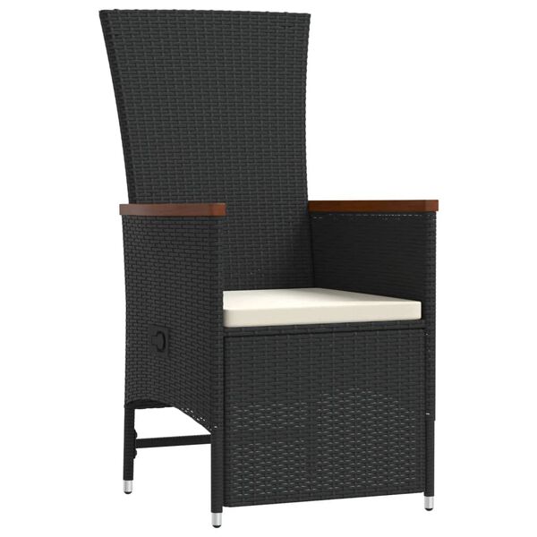 vidaXL 9-daļīgs dārza mēbeļu komplekts, matrači, melns, PE rotangpalma