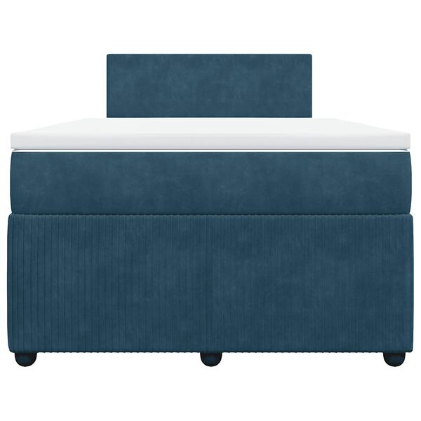 vidaXL atsperu gulta ar matraci, zils samts, 120x190 cm