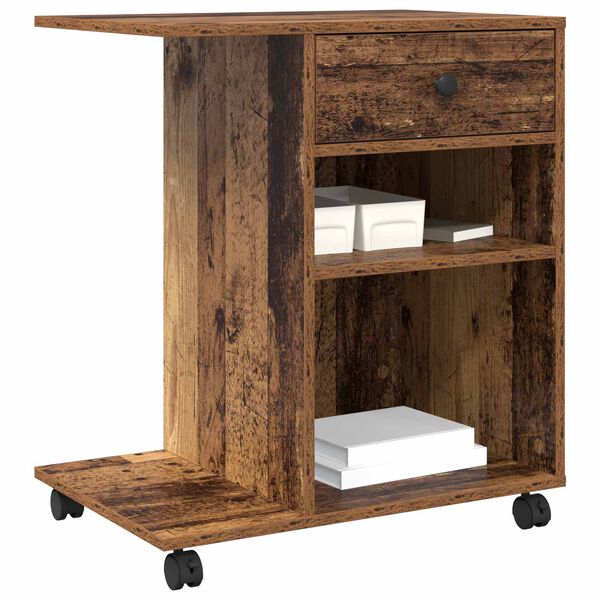 vidaXL Printera statīvs Vecs koks 60 x 40 x 68.5 cm Inženierijas koks