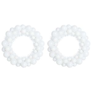vidaXL Ziemassvētku bumbu vainagi 2 gab. Balts 33 x 33 x 7 cm