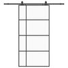 vidaXL bīdāmās durvis ar furnitūru komplektu, melnas, 102,5x205 cm, ESG stikls