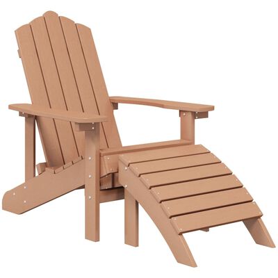 vidaXL dārza krēsls ar galdiņu un kājsoliņu, HDPE, brūns