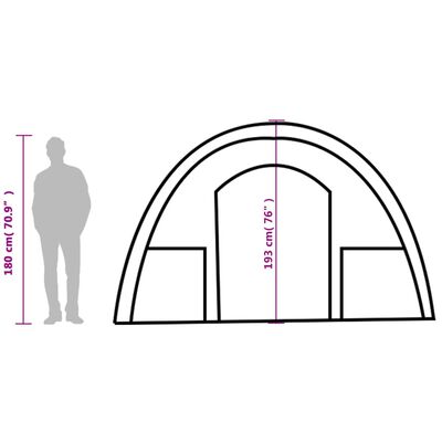 vidaXL kempinga telts, tuneļa, 4 personām, zaļa, ūdensnecaurlaidīga