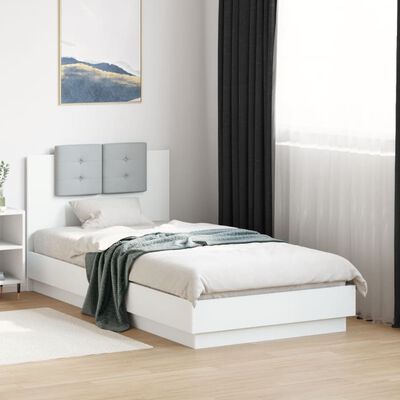 vidaXL gultas rāmis ar galvgali un LED, balts, 90x190 cm