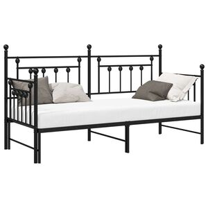 vidaXL Dienas gultas rāmis Melna 80 x 200 cm Tērauds