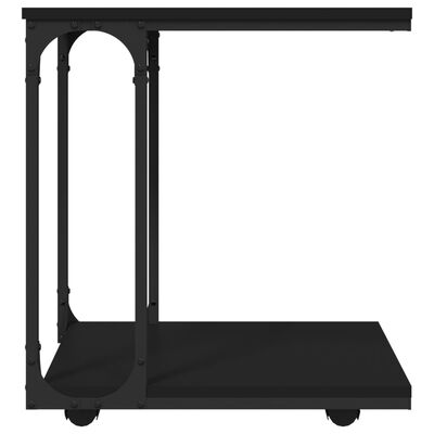 vidaXL galdiņš ar riteņiem, 50x35x55,5 cm, inženierijas koks, melns