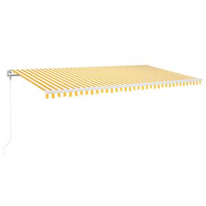 vidaXL izvelkama markīze, LED, vēja sensors, dzeltenbalta, 600x350 cm