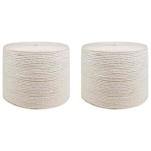 vidaXL Džutas virve 2 gab. 2 mm Balts 100% Tossa jūtu