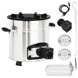 vidaXL kempinga malkas plīts ar ventilatoru, sudraba, 35,5x26x28 cm