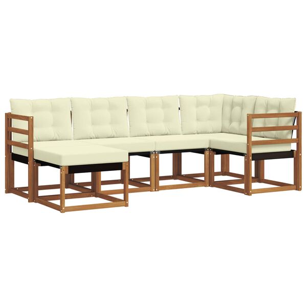 vidaXL Āra dīvānu komplekts ar spilvenu 6 pcs Dabisks un krējuma