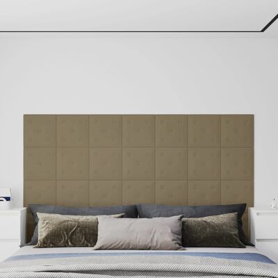 vidaXL sienas paneļi, 12 gab., kapučīno krāsa, 30x30 cm, mākslīgā āda