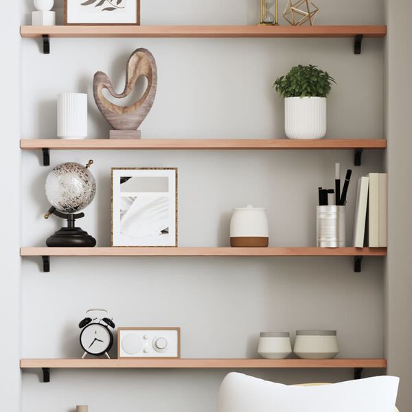 vidaXL sienas plaukts, gai&scaron;i brūns, 100x10x2 cm, ozola masīvkoks