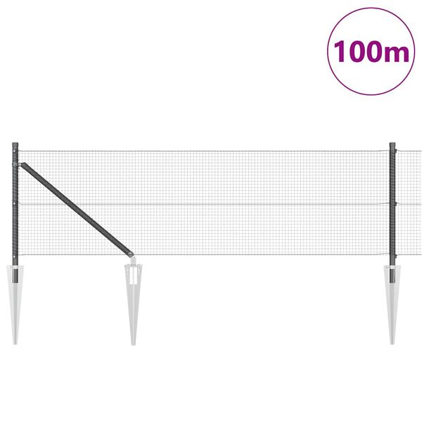 vidaXL Žoga āķis Pelēka 100 x 0,5 m (16 x 16 mm acs) Tērauds un PVC