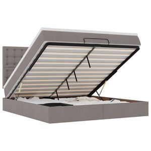 vidaXL Osmaņu gultas rāmis ar matrača pelēkbrūns 180x200cm audums