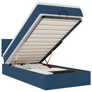 vidaXL Osmaņu gultas rāmis ar matrača zils 90x200 cm audums