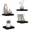 vidaXL sienas plaukti, 4 gab., spīdīgi melni, 23x23,5x3,8 cm, MDF