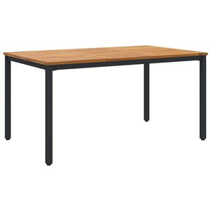 vidaXL Āra galds Dabīgs un melns 150 x 90 x 75 cm Cietā akācijas koks