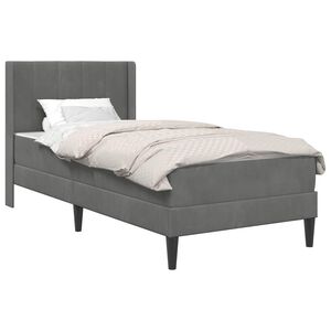 vidaXL Gultas rāmis ar matraci Tum&scaron;i pelēks 90 x 190 cm Samts