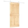 vidaXL Slīdo&scaron;ās durvis Dabisks un balts 90 x 210 cm Cieta priedes koks