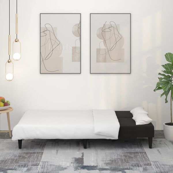 vidaXL divvietīga dīvāngulta, melns mikro&scaron;ķiedras audums