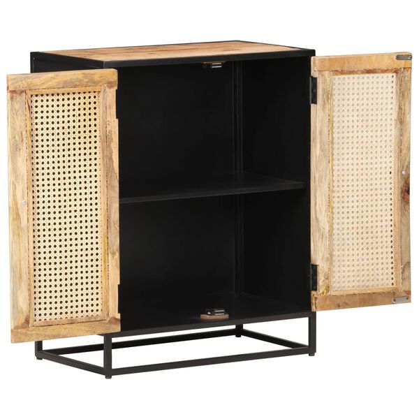 vidaXL kumode, 60x35x75 cm, neapstrādāts mango koks, dabīgas niedres