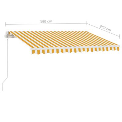 vidaXL izvelkama markīze ar kātu, 350x250 cm, manuāla, dzeltena/balta