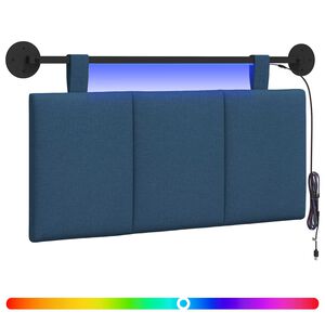 vidaXL Piekaramais gultas galvgalis Ar LED gaismu Zila Audums