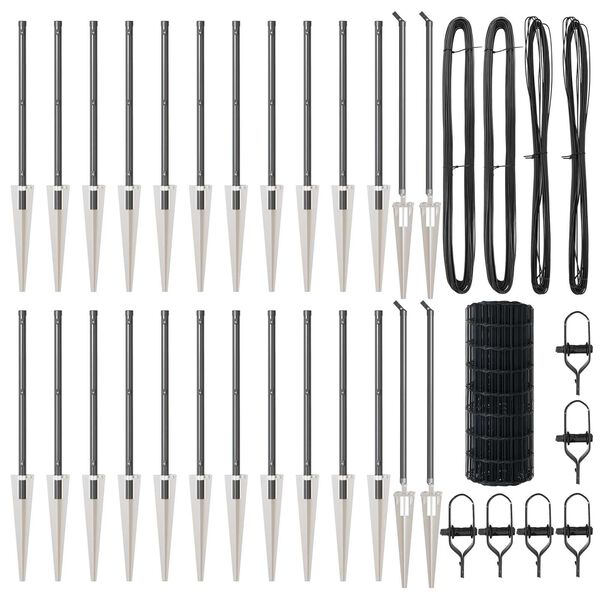 vidaXL Žogs ar stabu Pelēka 0,6 x 50 m Tērauds un PVC