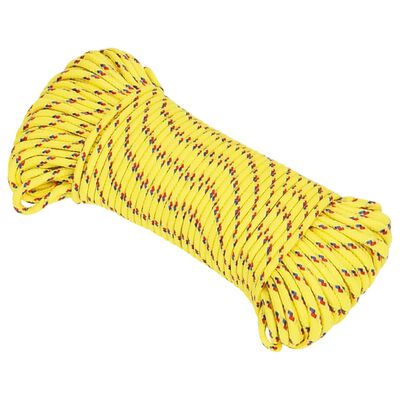 vidaXL laivu virve, dzeltena, 3 mm, 100 m, polipropilēns