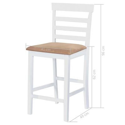 vidaXL bāra galda un krēslu komplekts, 5 gb., masīvkoks, dabīgs, balts