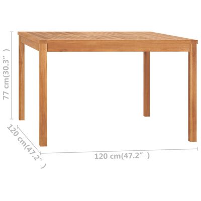 vidaXL dārza galds, 120x120x77 cm, masīvs tīkkoks