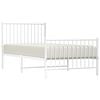 vidaXL gultas rāmis ar galvgali un kājgali, balts metāls, 90x190 cm