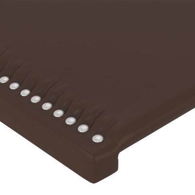 vidaXL gultas galvgalis ar LED, 144x5x118/128 cm, brūna mākslīgā āda