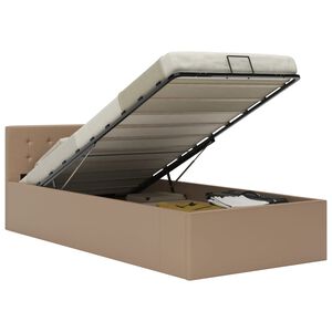 vidaXL gulta, hidraulikas mehānisms, kapučīno mākslīgā āda, 90x200 cm