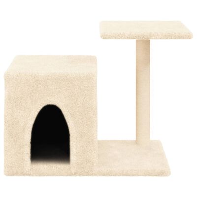 vidaXL kaķu māja ar sizala stabiem, 50,5 cm, krēmkrāsas