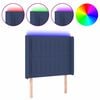 vidaXL gultas galvgalis ar LED, 93x16x118/128 cm, zils audums