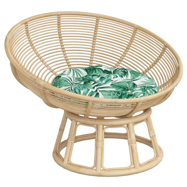 vidaXL krēslu spilvens, apaļ&scaron;, &Oslash;60 x11 cm, audums, lapu apdruka