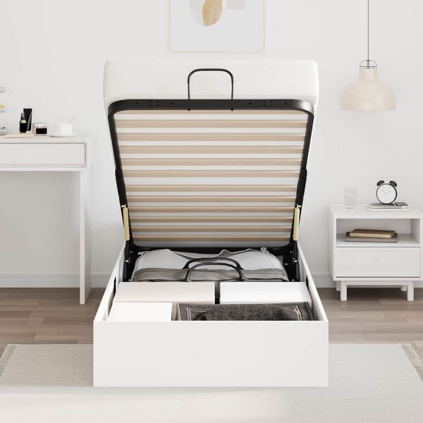 vidaXL Otomāna gultas rāmis Balts 80,5 x 200 cm Inženierijas koks