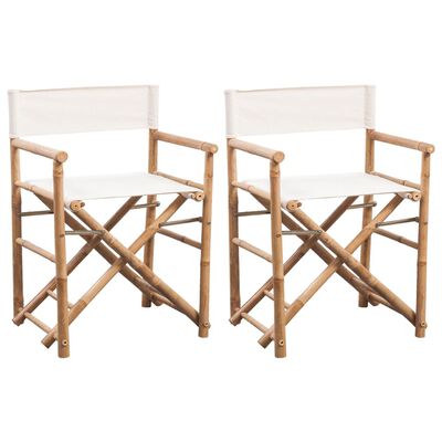 vidaXL režisora krēsli, 2 gab., saliekami, bambuss un audekls