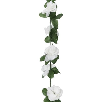 vidaXL mākslīgo ziedu vītnes, 6 gab., baltas, 250 cm
