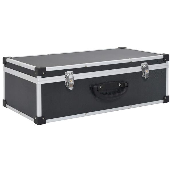 vidaXL CD koferis 80 kompaktdiskiem, ABS, alumīnijs, melns